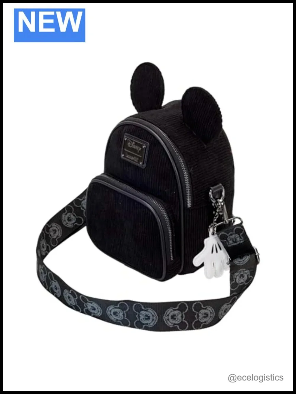 Loungefly Mickey Mouse Corduroy Convertible Crossbody Bag Faux Leather Disney